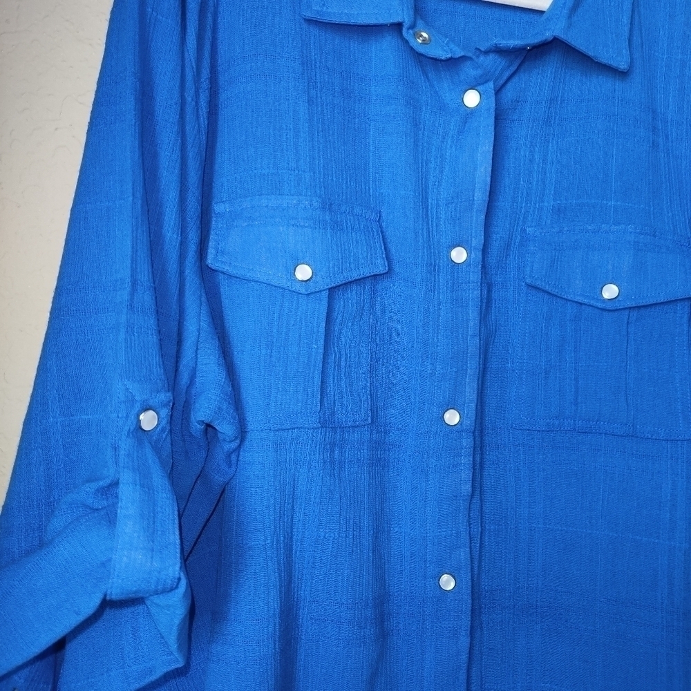 WomanWithin Women's Plus size 1X Cotton Gauze Big Shirt - Picture 5 of 10
